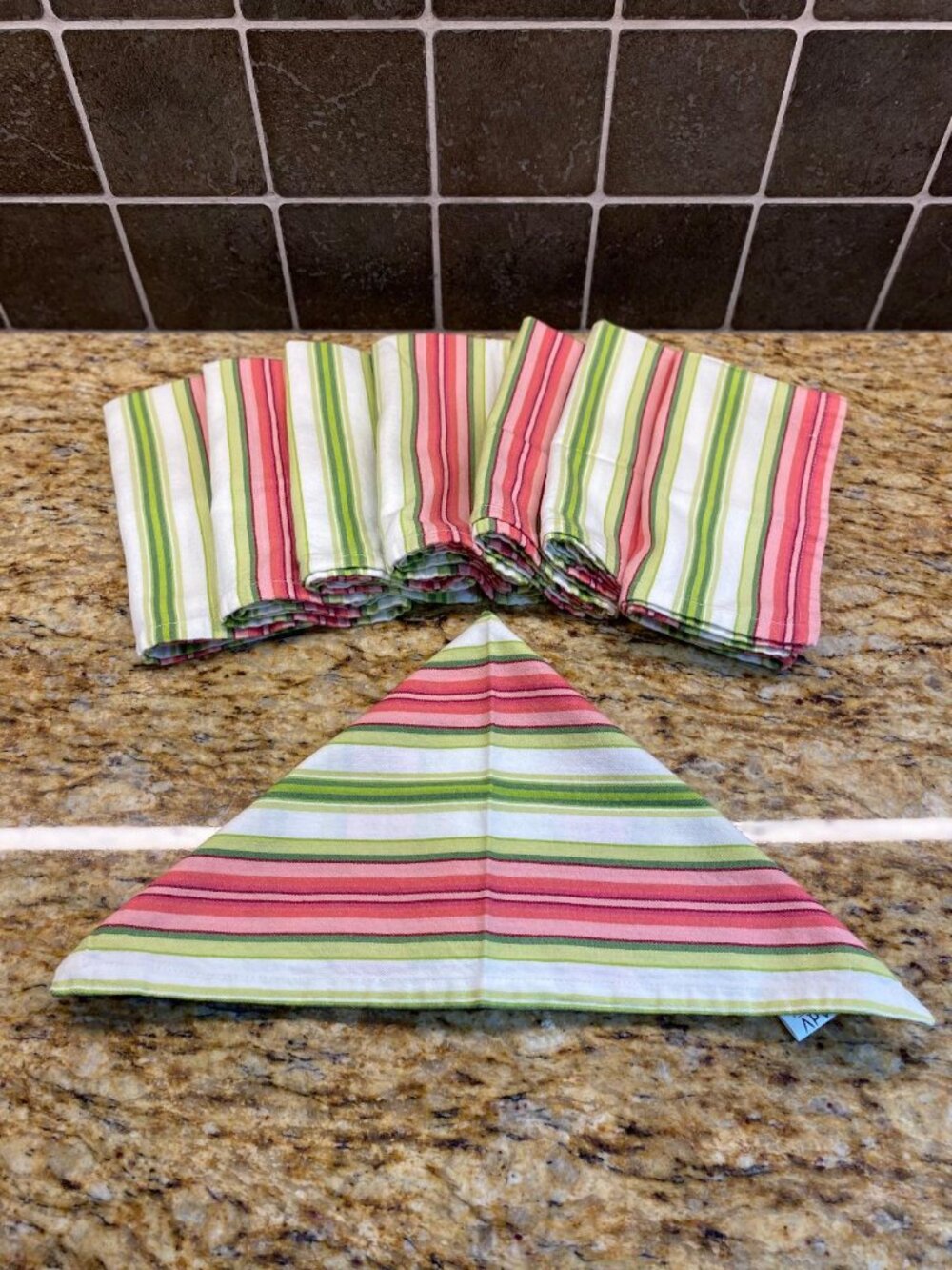100% Cotton Striped Napkin Set of 8, New Condition